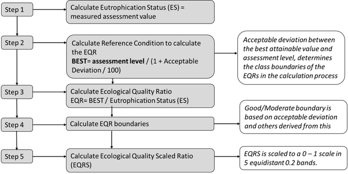 Figure c: Calculation of Ecological Quality Scaled Ratio for the final assessment value